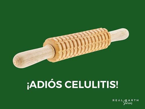 Rodillo estriado mazorca de Maderoterapia Colombiana: Masajeador anticelulitico para eliminar celulitis, minimizar la grasa localizada y activar el sistema circulatorio y linfático. 42cm x 6cm