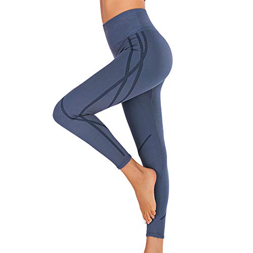 Ropa De Fitness Yoga Fitness Pantalones Deportes Melocotón Caderas Medias Líneas Elásticas Dinámicas Altas @ Azul_S