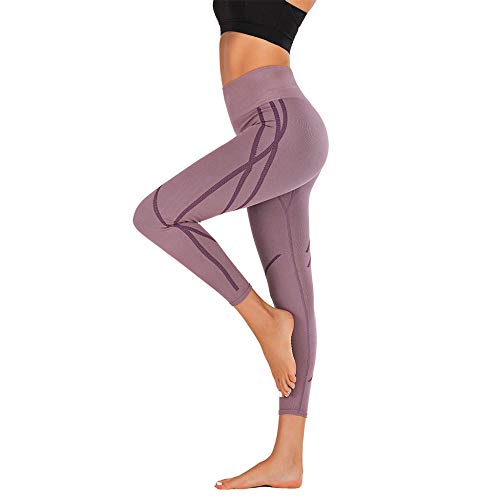 Ropa De Running Yoga Fitness Pantalones Deportes Melocotón Caderas Medias Líneas Elásticas Dinámicas Altas @ Púrpura_Xl