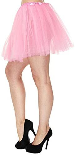Ruiuzioong Falda de tutú para adolescentes para adultos, clásica, elástica de 4 capas, tutú de tul para fiestas de vestir, baile de ballet (rosa)