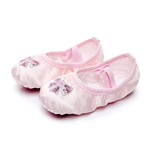 RUYBOZRY Zapatillas de Ballet de iniciación con Suela Partida de Piel para bebé y niña y Mujer,Modello-TJ-DMXHX,Beige,23 EU