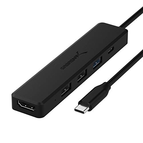 Sabrent Hub USB Tipo C multipuerto con 4k HDMI | Suministro de energía (60 vatios) | 1 Puerto USB 3.0 | 2 Puertos USB 2.0 (HB-TC5P)