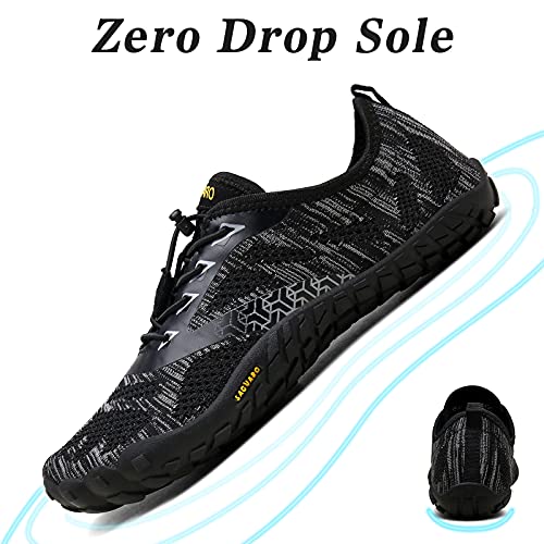 SAGUARO Hombre Mujer Barefoot Zapatillas de Trail Running Minimalistas Zapatillas de Deporte Fitness Gimnasio Caminar Zapatos Descalzos para Correr en Montaña Asfalto Escarpines de Agua, Negro, 42 EU