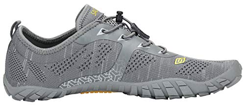 SAGUARO Hombre Mujer Zapatos Minimalistas Comodas Respirable Zapatillas de Trail Running Ligeras Calzado Barefoot Antideslizante para Gimnasio Fitness Senderismo Montaña, Gris 40 EU