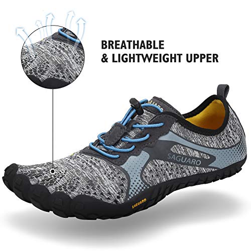 SAGUARO Secado Rápido Zapatos de Agua para Hombres Mujeres Respirable Suave Adulto Zapato de Natación Verano Ultraligero Antideslizante Zapatillas para Caminar Exterior Interior, Agua Gris 45