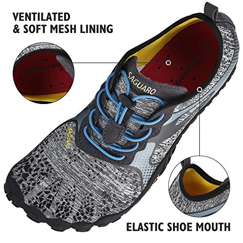 SAGUARO Secado Rápido Zapatos de Agua para Hombres Mujeres Respirable Suave Adulto Zapato de Natación Verano Ultraligero Antideslizante Zapatillas para Caminar Exterior Interior, Agua Gris 45