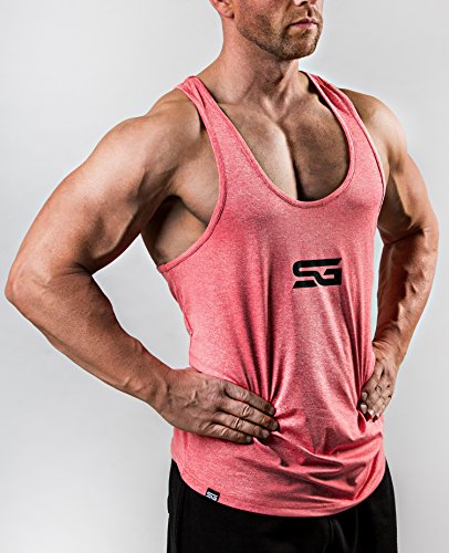 Satire Gym - Camiseta de Tirantes para Fitness de Hombre/Ropa Funcional de Secado rápido para Hombres - Camiseta de Tirantes para Hombres, Apta para Culturismo y Entrenamiento. (Rojo monteado, M)