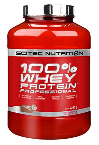 Scitec Nutrition 100% Whey Protein Professional, Con aminoácidos clave y enzimas digestivas adicionales, sin gluten, 2.35 kg, Coco