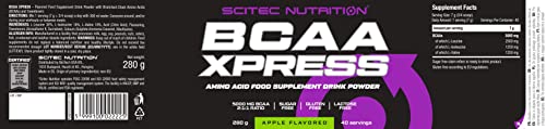 Scitec Nutrition BCAA-Xpress, Bebida en polvo de aminoácidos esenciales BCAA, Sin azúcar, sin gluten, sin lactosa, 280 g, Manzana
