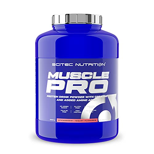 Scitec Nutrition Muscle Pro, En polvo con sabor, a base de proteínas de várias fuentes con creatina, aminoácidos, 2.5 kg, Fresa-yogur