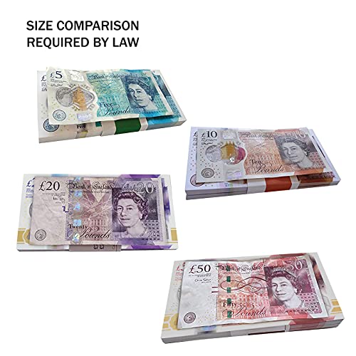 Scratch Cash Mini Bundle Libras Esterlinas para Jugar – 100 Billetes - 4 fajos de 25 x £ 5, 10, 20, 50.