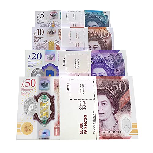 Scratch Cash Mini Bundle Libras Esterlinas para Jugar – 100 Billetes - 4 fajos de 25 x £ 5, 10, 20, 50.