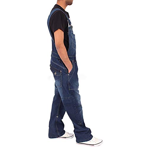 SCYDAO Jeans Mens Dununares Denim Bib Overlins Dungarees Monos Correas Ajustables,Dark Blue,3XL