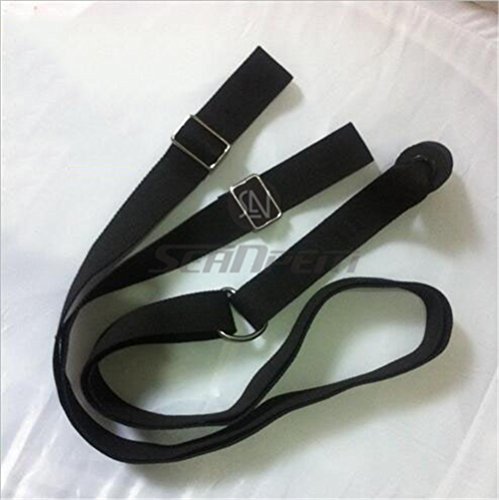 SeaNpem Cinturón de yoga 100% algodón natural anillo D y ajuste de cincha de plástico cintura pierna Fitness correa para principiantes Estiramiento poses durable (negro)