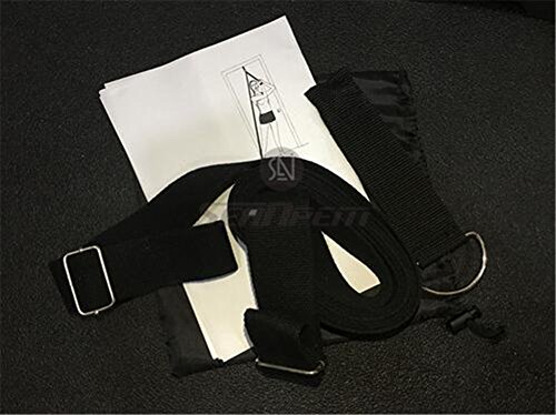 SeaNpem Cinturón de yoga 100% algodón natural anillo D y ajuste de cincha de plástico cintura pierna Fitness correa para principiantes Estiramiento poses durable (negro)