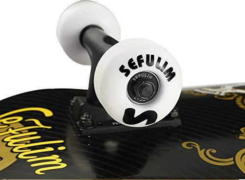 sefulim Skull Skateboard Complete 31x8 Inches Double Kick Trick Skateboards Cruiser Penny Beginners Longboard with Maple Deck Adult Boys Also Girls Skateboard …