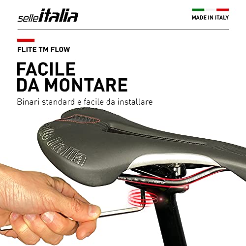 Selle Italia - Sillìn Bicicleta de Carretera FLITE TM Flow, Rail Manganese Tubo Ø7, Sillìn Road Perfomance Duro-tek, Comfort