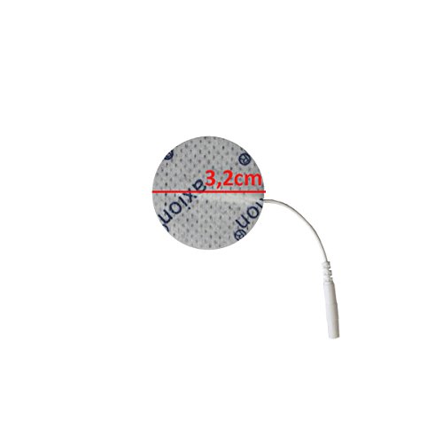 Set de 4 electrodos redondos de 32 mm diámetro axion | Para su aparato electroestimulador TENS y EMS | Parches adhesivos con una conexión clavija de 2 mm