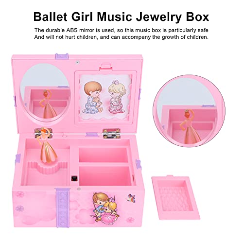 Shanrya Caja de Joyería de Música, Caja de Joyería de Música de Niña de Ballet Caja de Joyería de Música de Niña de Ballet Portátil para Almacenamiento de Accesorios de Regalo para Niños