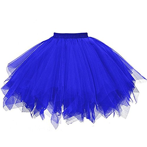 SHOBDW Disfraz de Carnaval Mujeres Plisadas Falda de Gasa de Adultos Falda de Baile tutú Retro Rockabilly Enaguas Miriñaques Faldas (Azul, Talla única)