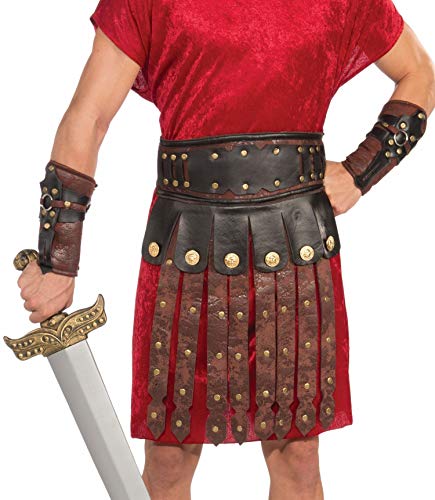 shoperama Corto lumbar marrón y negro en imitación de piel para guerreros romanos