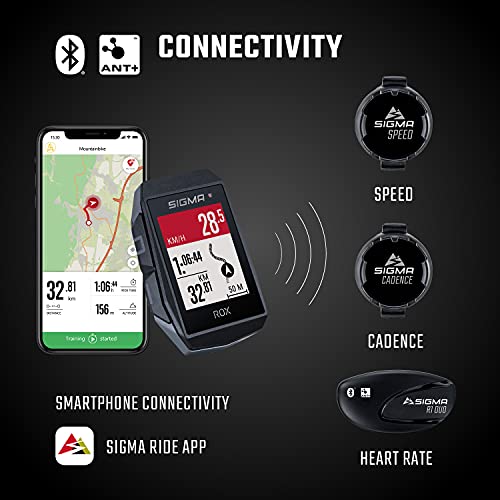 SIGMA Sport ROX 11.1 EVO Blanco Sensor Set | Ciclocomputador inalámbrico GPS y navegación, con sensores de Velocidad, frecuencia Cardiaca y cadencia de pedaleo | Navegación GPS en Exteriores