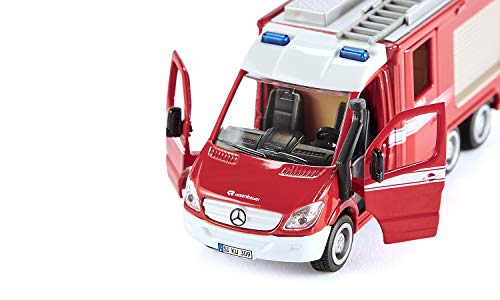siku 2113 Camión de bomberos Mercedes-Benz Sprinter, Puertas funcionales, 1:50, Metal/Plástico, Rojo