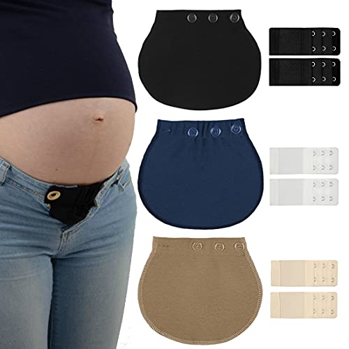Simoda Extensor de Pantalones de Maternidad Extensor de Cintura y Extensor de Sujetador Extensor de Cintura de Embarazo Ajustable Alargador de Pantalones Elástico para Mujeres Embarazadas
