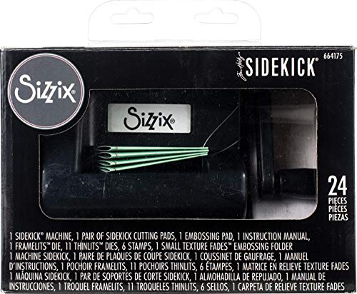 Sizzix Sidekick Starter Kit por Tim Holtz 664175 Máquina de Troquelado Manual portátil para Manualidades, álbumes de Recortes y Tarjetas, Apertura de 6,35 cm, Negra, 6.35cm