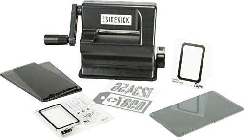 Sizzix Sidekick Starter Kit por Tim Holtz 664175 Máquina de Troquelado Manual portátil para Manualidades, álbumes de Recortes y Tarjetas, Apertura de 6,35 cm, Negra, 6.35cm