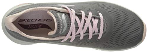 Skechers Arch Fit, Zapatillas Mujer, Gris (Gray Knit Mesh/Pink Trim Gypk), 37 EU