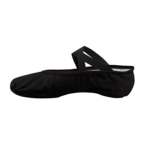 Skyrocket – Zapatillas de ballet, de media punta, de tela, Suela dividida, de varios tamaños para niños y adultos, mujer Hombre, negro - negro, EU35/UK2.5=8.86"