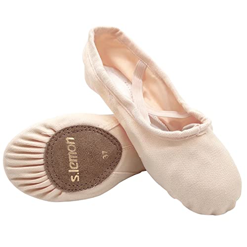 s.lemon Zapatillas de Ballet Lona Media Punta Ballet Zapatos Bailarina Principiantes Danza Zapatos para Niña Mujere Hombres 24-47 Rosa (27 EU)