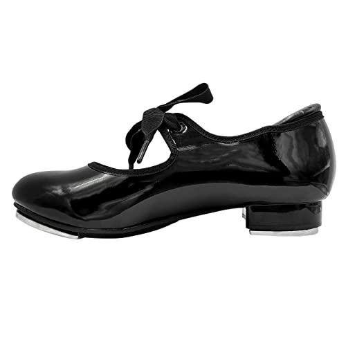 s.lemon Zapatos de Claque,Mujer Hombre Niños 2.5cm Tacón Zapato de Tap Zapatos Claqué Negro EU 41