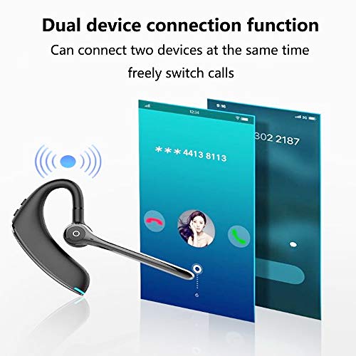 SLuB Teléfono móvil Bluetooth auricular inalámbrico Bluetooth 5.1 Reducción de ruido impermeable Estéreo de alta definición Auriculares manos libres con micrófono para negocios, conducción (azul)