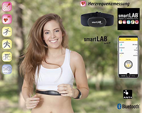 SmartLab Monitor de frecuencia cardíaca Hrm W con Correa de Pecho, Color Negro