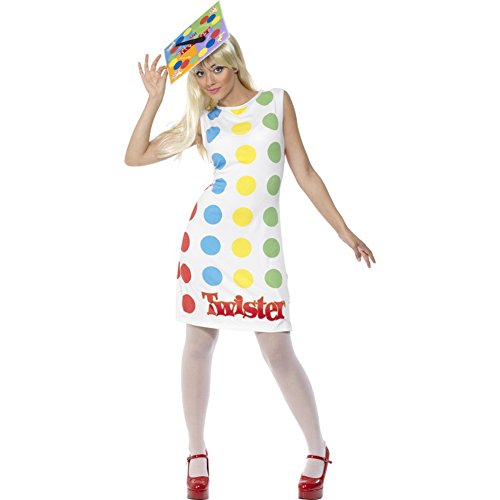 Smiffys 31847S - Disfraz de Twister para Mujer, Vestido y Sombrero, Talla 36-38, Multicolor