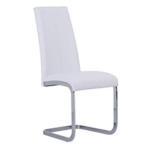 Smile, Pack de 4 sillas de Comedor, Cocina o Salon, Acabado en símil Piel Color Blanco, Medidas: 45 cm (Ancho) x 51 cm (Fondo) x 103 cm (Alto)