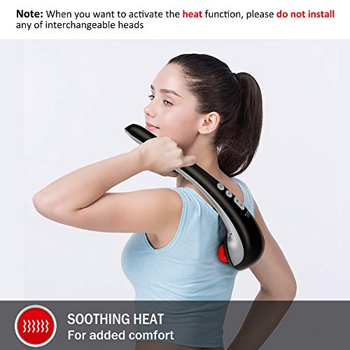 Snailax Masajeador de mano eléctrico para masaje de percusión inalámbrico recargable con calor, masajeador portátil para aliviar el dolor