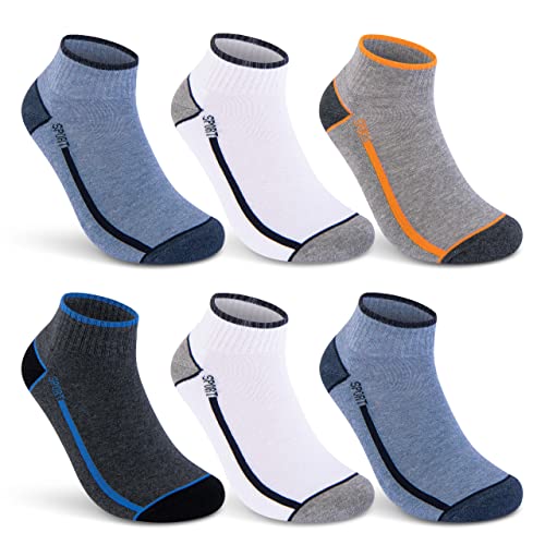 sockenkauf24 6 o 12 Pares de calcetines tobilleros deportivos para hombre con suela de felpa reforzada (39-42, 6 Pares | Mezcla de colores)