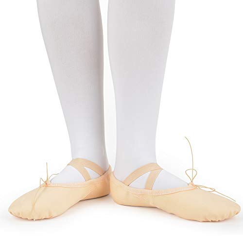 Soudittur Zapatillas Media Punta de Ballet - Calzado de Danza para Niña y Mujer Adultos Rosa Nude Suela Partida de Cuero Tallas 43
