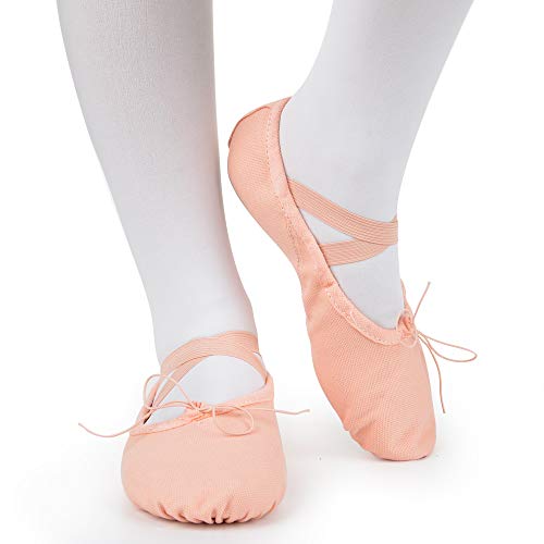 Soudittur Zapatillas Media Punta de Ballet - Calzado de Danza para Niña y Mujer Adultos Rosa Suela Partida de Cuero Tallas 30