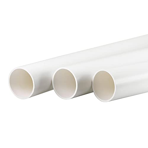 sourcing map Tubo redondo rígido de PVC de 45,2 mm de diámetro de 50 mm de diámetro exterior de 500 mm de alto impacto blanco para tuberías de agua, manualidades, decoración, funda de cable 3 piezas