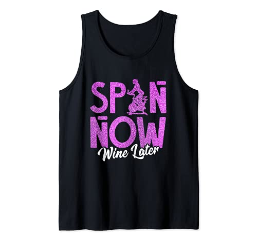 Spin Now Wine Later Spinning Instructor Clase Broma Fans Camiseta sin Mangas