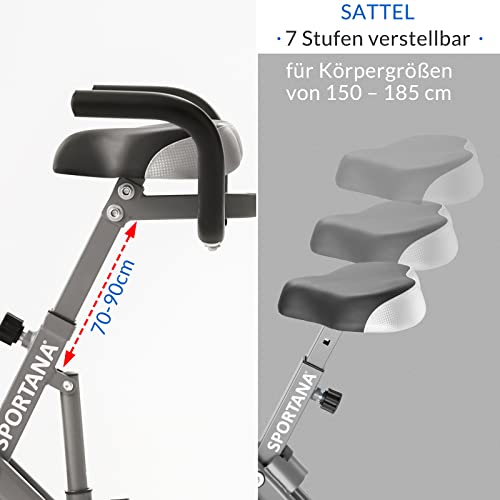 Sportana Bicicleta Estática Plegable Compatible Apps 2 Bandas y Disco Fitness 10 Niveles Resistencia