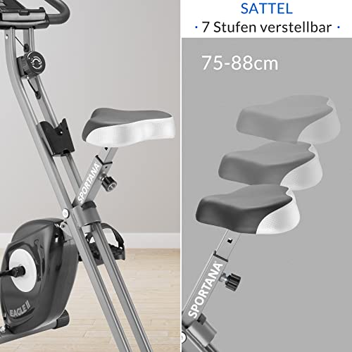 Sportana Bicicleta Estática Plegable Sensor Pulso 2 Bandas Fitness 10 Niveles Resistencia Ejercicio