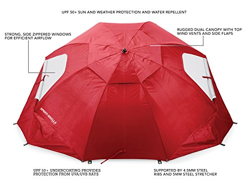 SportBrella - Mobiliario de camping de acampada y senderismo, diámetro 2.4 m, color rojo