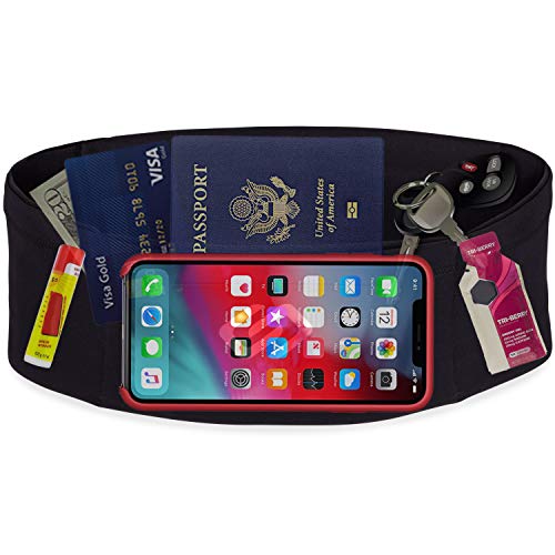 Sporteer VersaSlim - Cinturón para correr, dinero de viaje y pasaporte, paquete de cintura de entrenamiento para smartphones y artículos personales (pequeño)