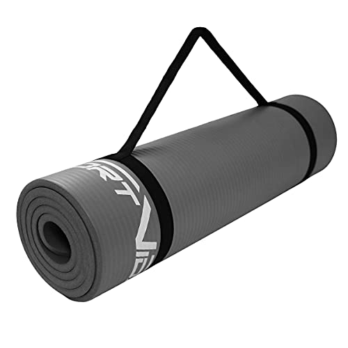 SportVida - Esterilla de yoga para yoga, pilates, gimnasia, espuma NBR, 180 x 60 x 1 cm, esterilla aislante para tienda de campaña (gris)