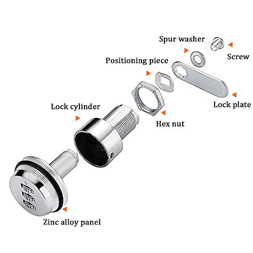 Spotact Combinacion Cam Lock Cerraduras de Seguridad Cromo Brillante Generador Cerradura Codificada Para Caja de Aleacion de Zinc Gabinete (3 Paquete-2cm)